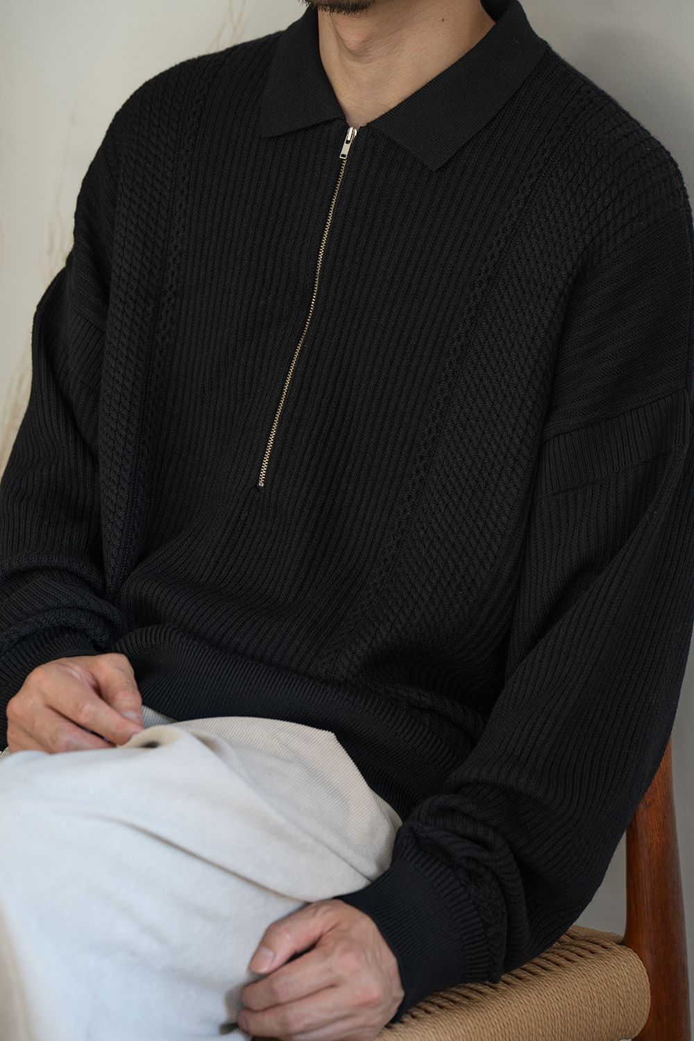 【26AW】Teriha Zip Polo(BLACK)