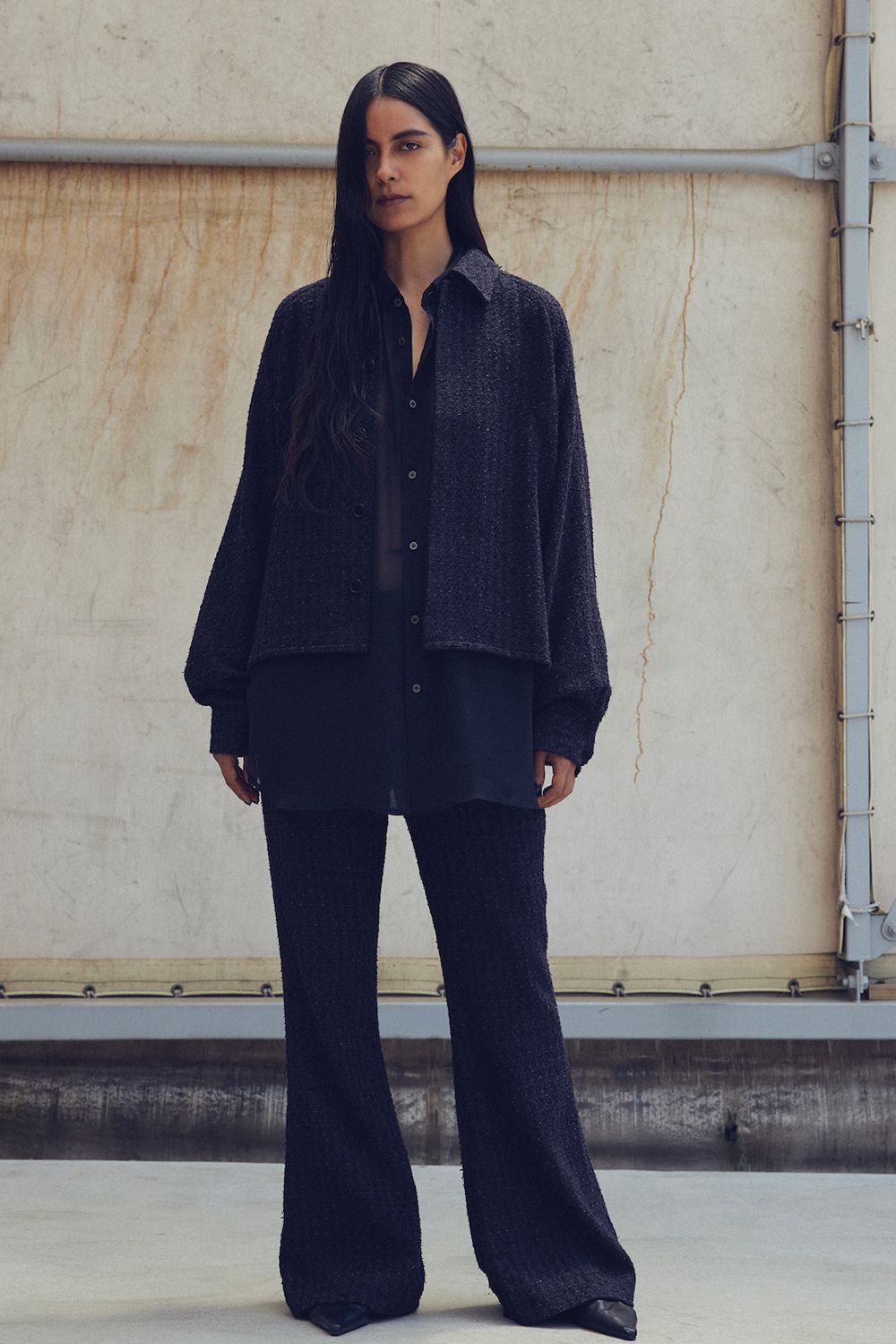 【ラスト1点】【24SS】Oversized Sheer Shirt/オーバーサイズドシアーシャツ(BLACK)