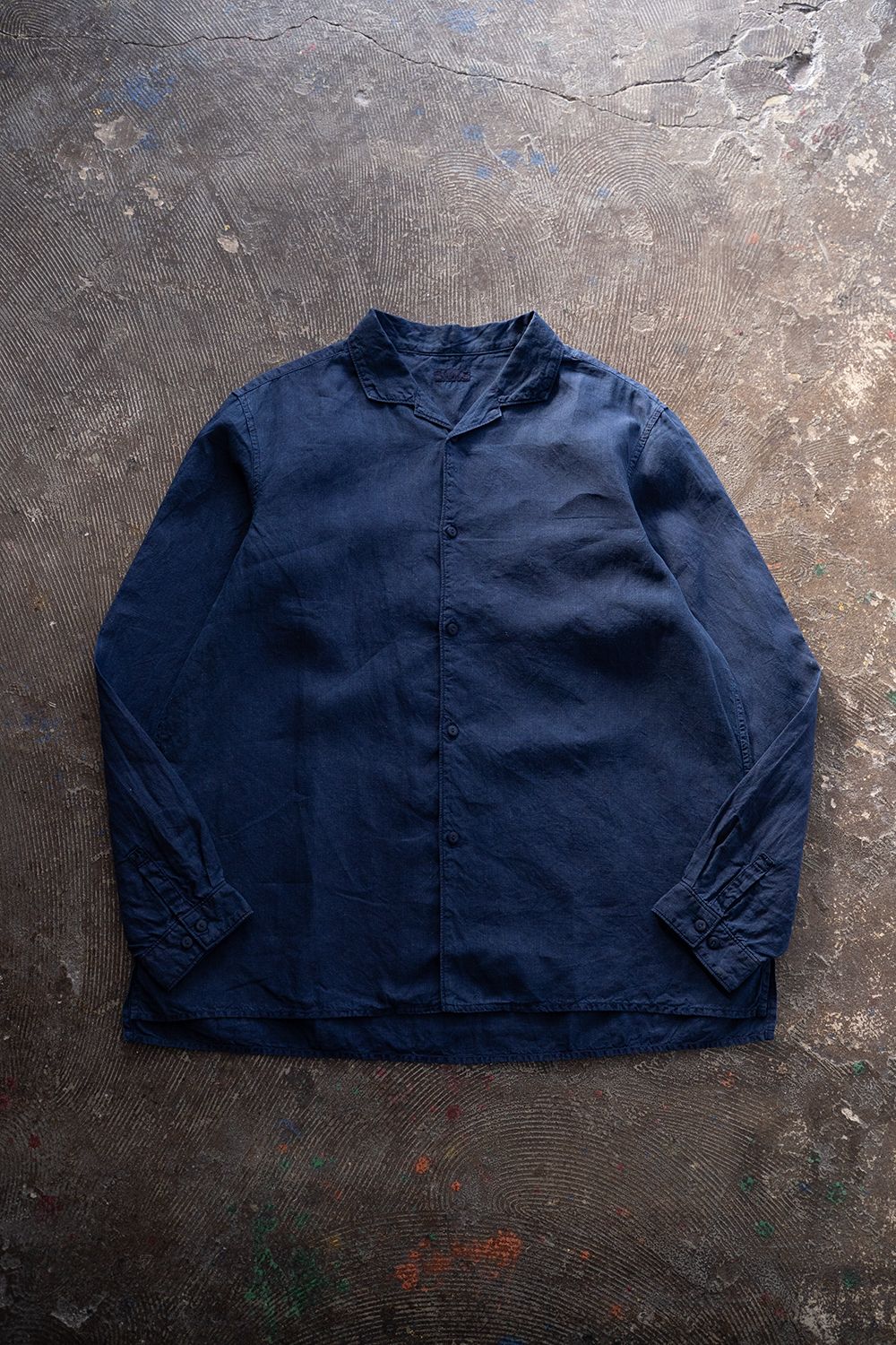 【ラスト1点】大麻開襟シャツ 高密度(藍(濃))