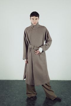 【ラスト1点】【21AW】Belted Over Coat/ベルテッドオーバーコート(BEIGE)