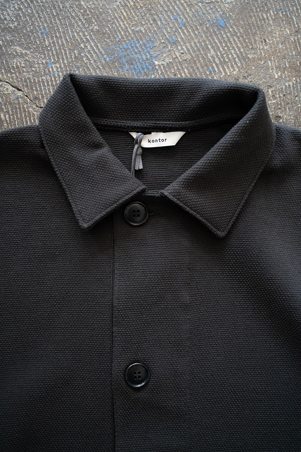 【ラスト1点】【25SS】空紡糸オーバーサイズニットポロ(INK BLACK)