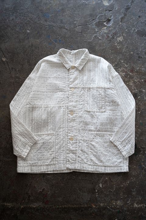 【ラスト1点】薄手刺し子織ジャケット(白)