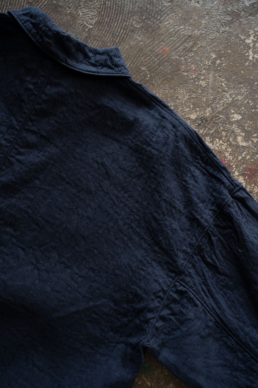 薄手刺し子織ジャケット(濃紺)