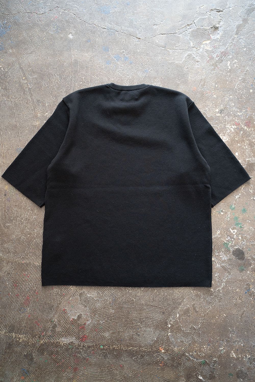【ラスト1点】【22SS】コットンリネンシルク半袖ニットTee(BLACK)