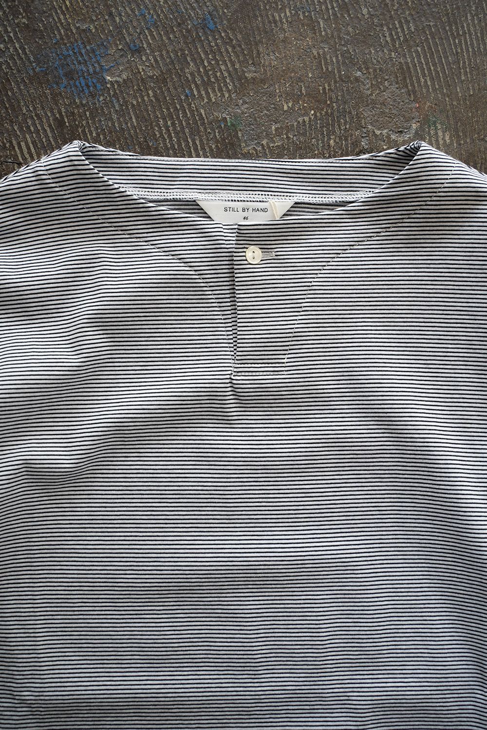 【ラスト1点】【23SS】ヘンリーネックボーダーカットソー(WHITE×BLACK)