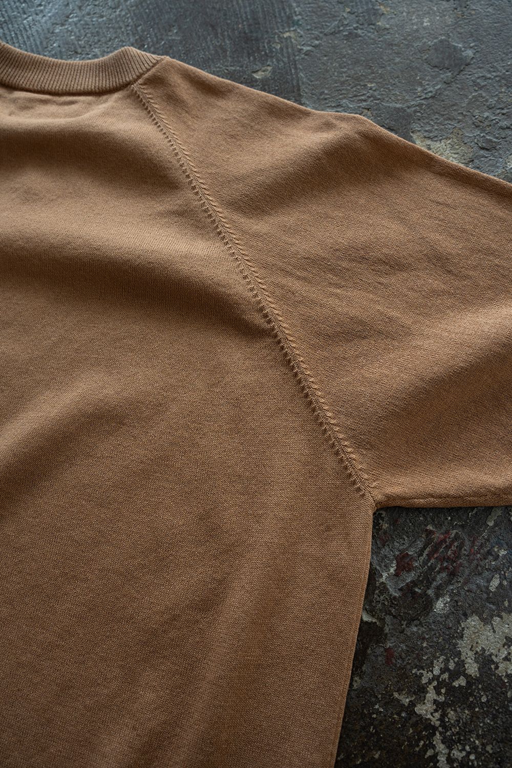 【26SS】和紙混12GラグランスリーブニットTee(PALE OLANGE)