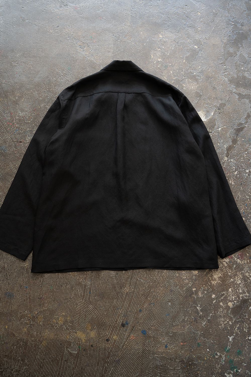 【26SS】セルロース×ラミーオープンカラーシャツ(BLACK)
