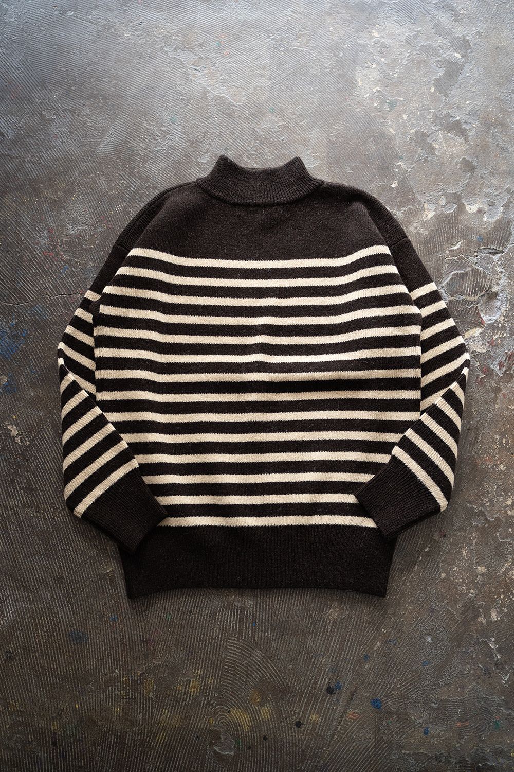 Hard twisted Shetlandwool GOB sweater(BROWN×IVORY)