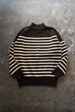 Hard twisted Shetlandwool GOB sweater(BROWN×IVORY)