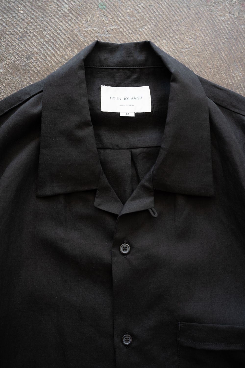 【26SS】セルロース×ラミーオープンカラーシャツ(BLACK)