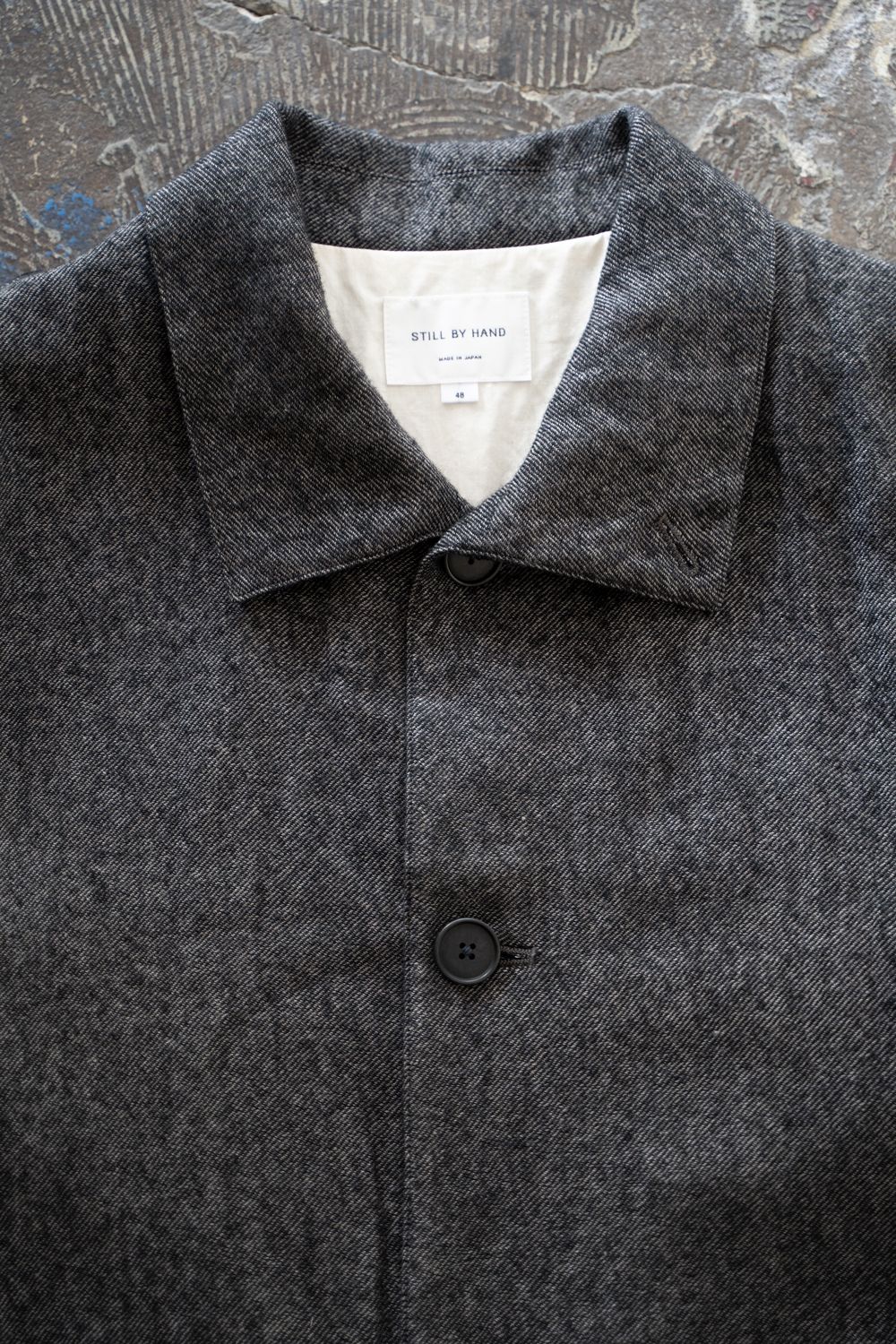 【26AW】ウール×リネンステンカラーコート(MELANGE GREY)