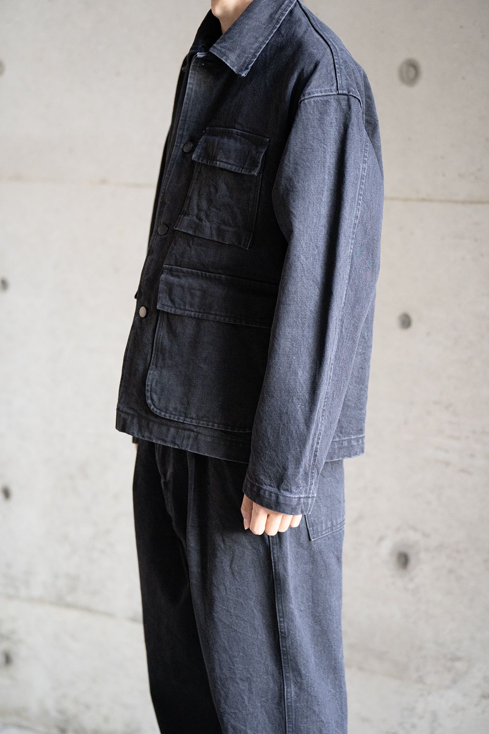 【ラスト1点】【22AW】Denim Coverall Jacket(BLACK)