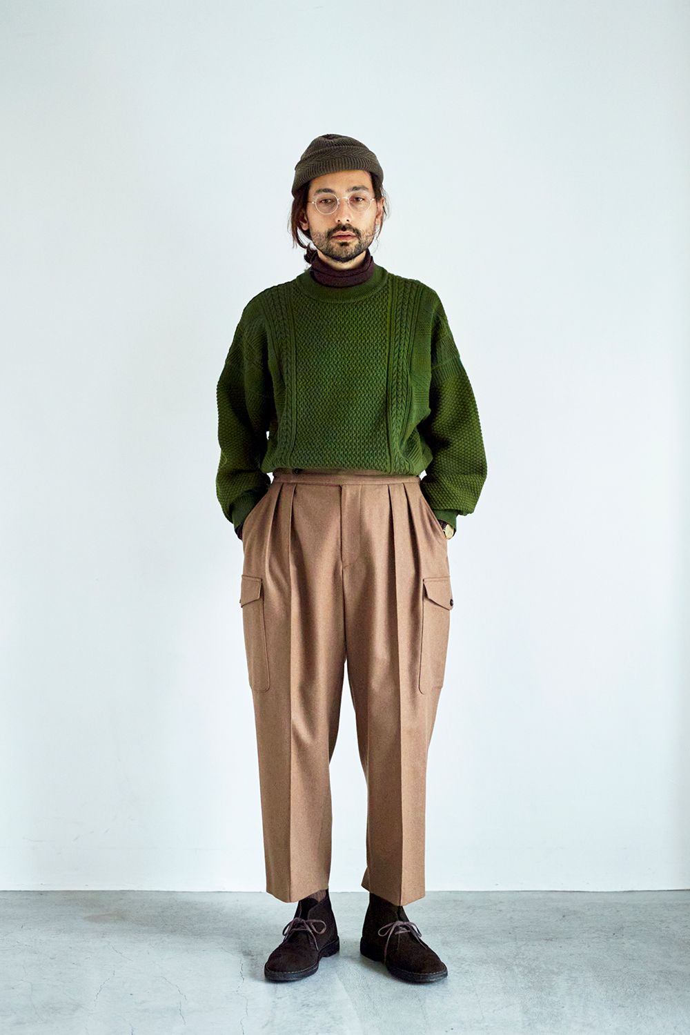 【22AW】Yagasuri Knit Cap(KHAKI GRAY)