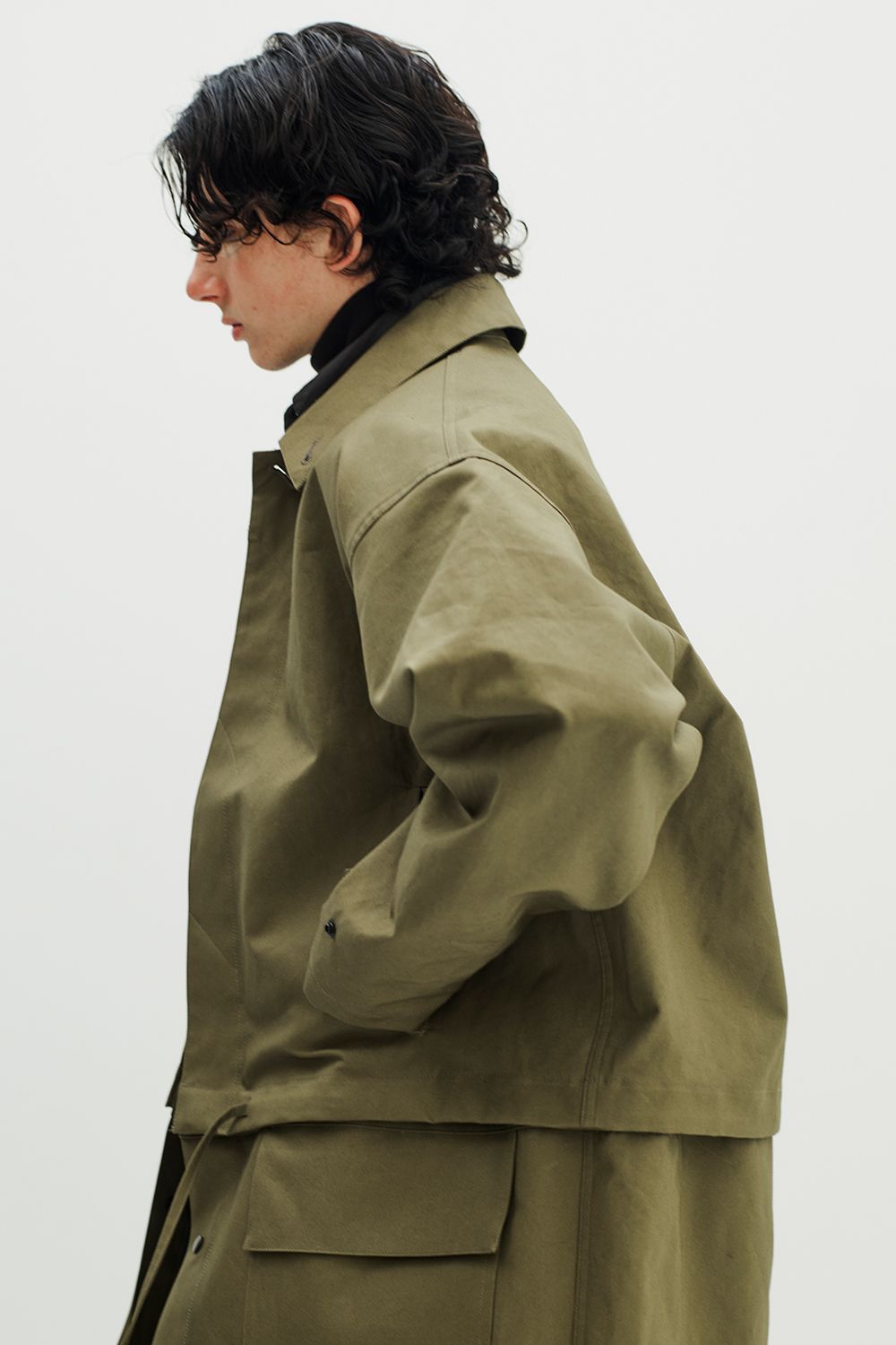 【ラスト1点】【25AW】Cotton Typewriter 2WAY Coat/コットンタイプライター2WAYコート(KHAKI BEIGE)