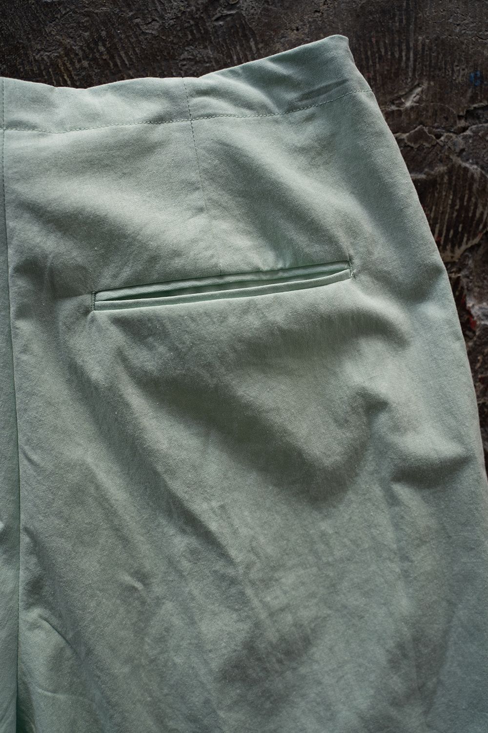 【ラスト1点】【23SS】T/C Chambray Gathered Pants/ポリエステルコットンシャンブレーギャザーパンツ(GREEN)
