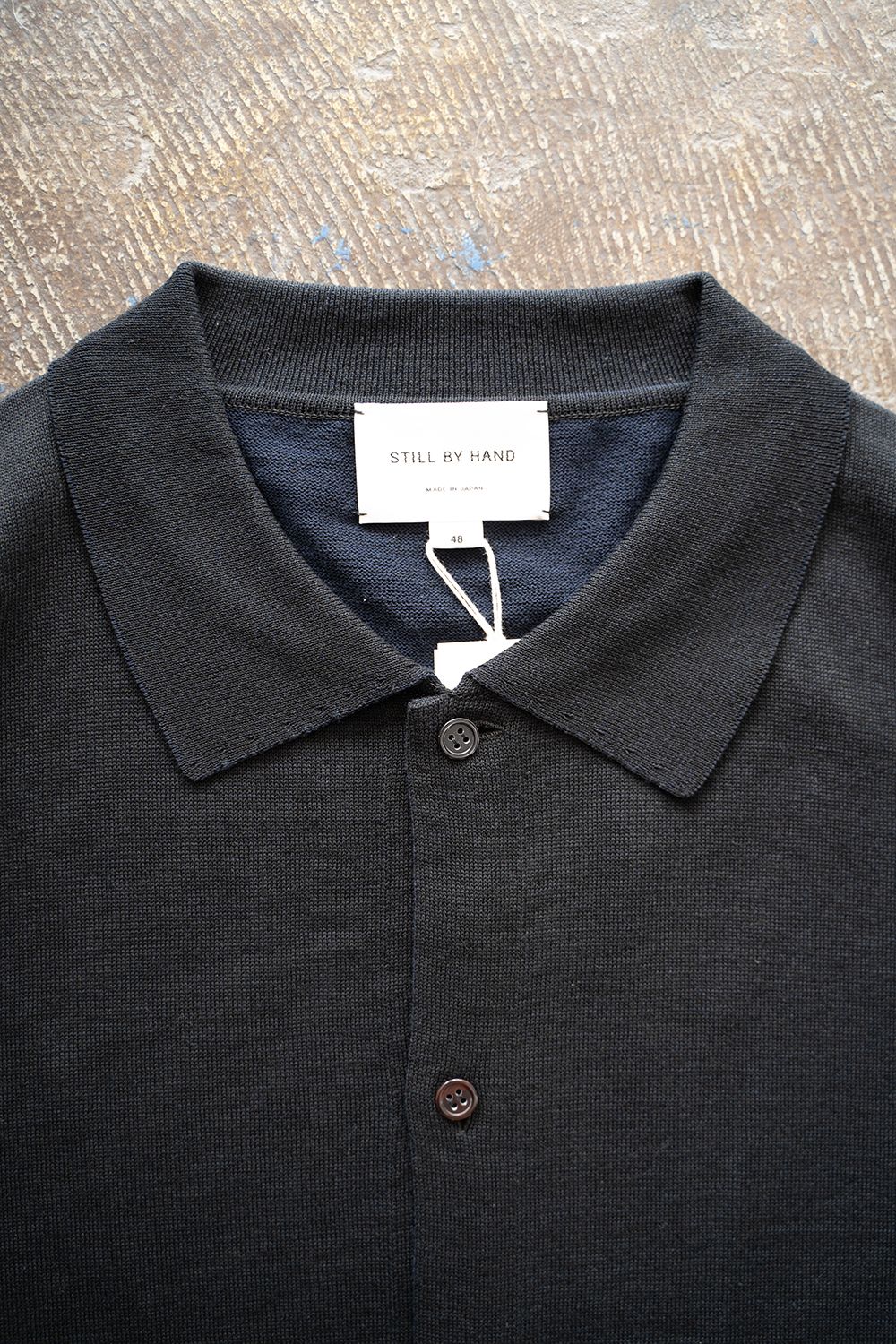【ラスト1点】【24SS】綿×ポリエステル×リネン12Gニットカーディガン(BLACK NAVY)
