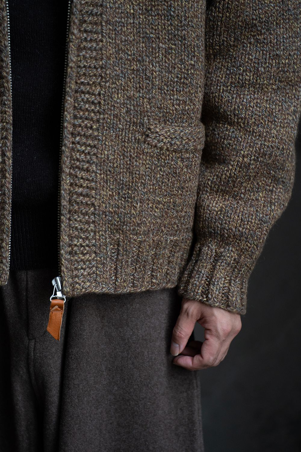 【ラスト1点】yak/lambs multi ply HAND KNITTING cowichan sweater(MARRON)