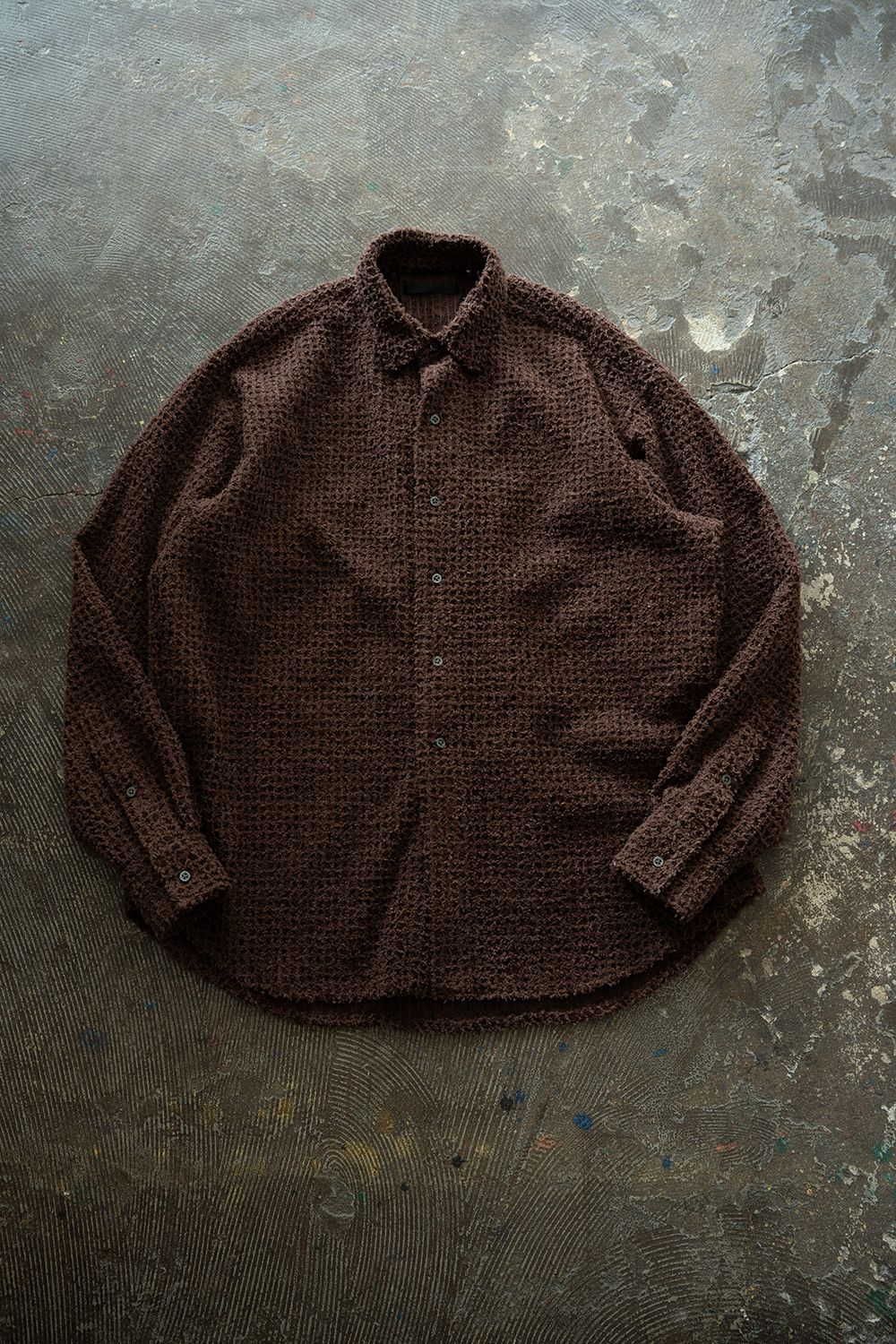 【ラスト1点】【26SS】Feather Lace Shirt/フェザーレースシャツ(BROWN)
