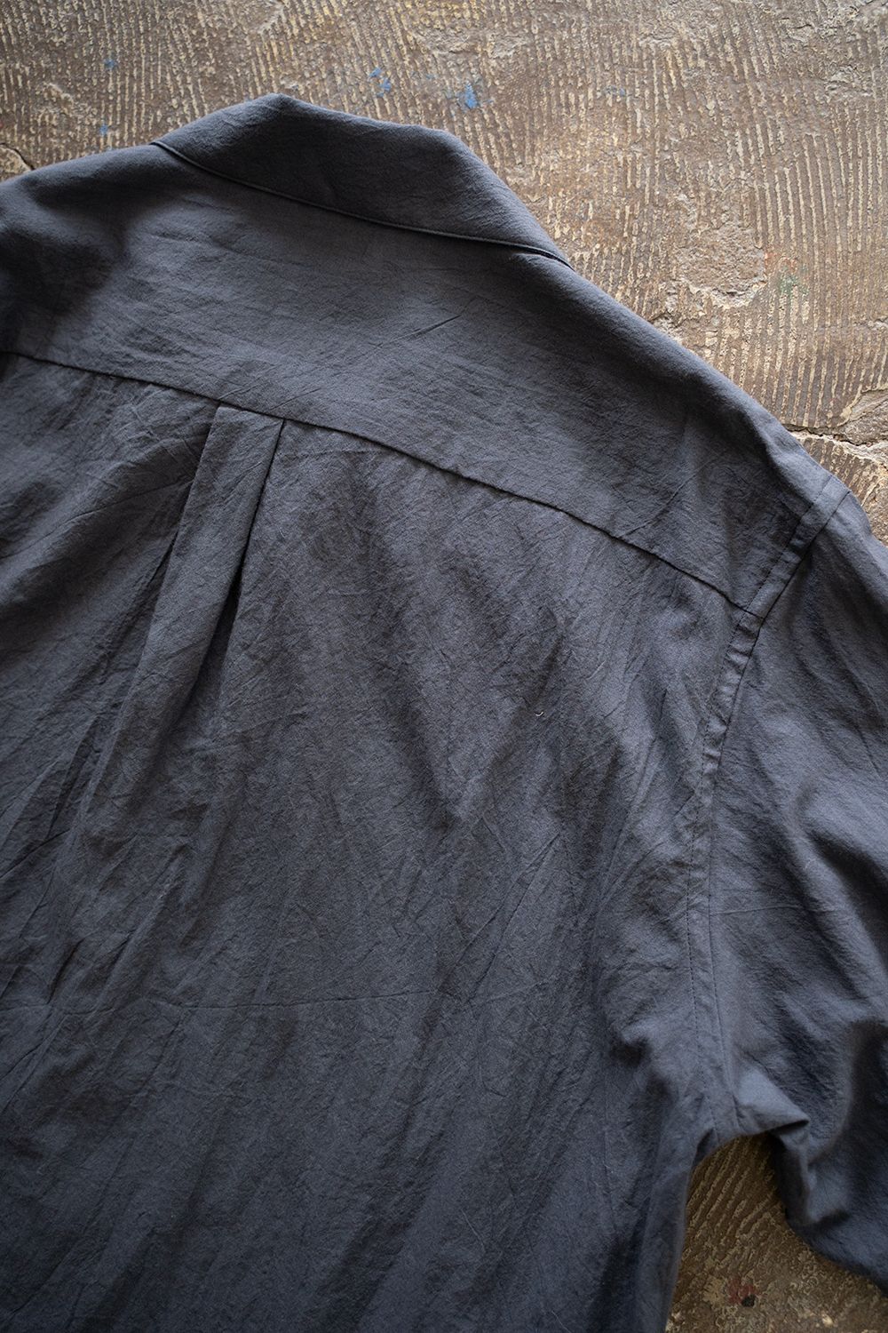 【ラスト1点】【25SS】コットンシルクオープンカラーシャツ(NAVY)