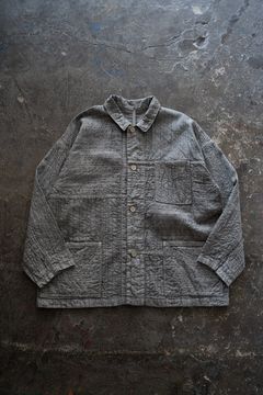 薄手刺し子織ジャケット(松煙)