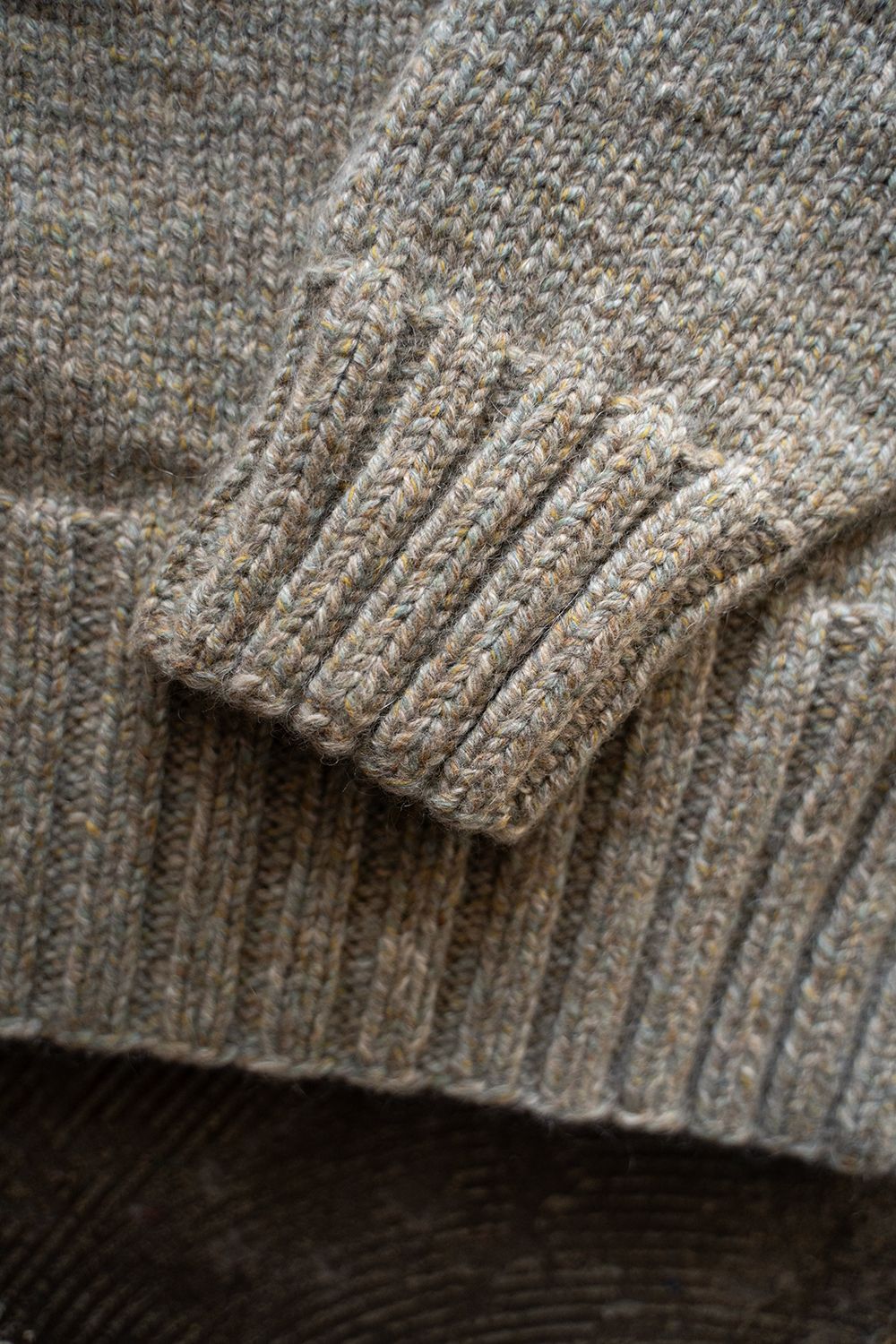 yak/lambs multi ply HAND KNITTING yoke top crew neck sweater(FOG)