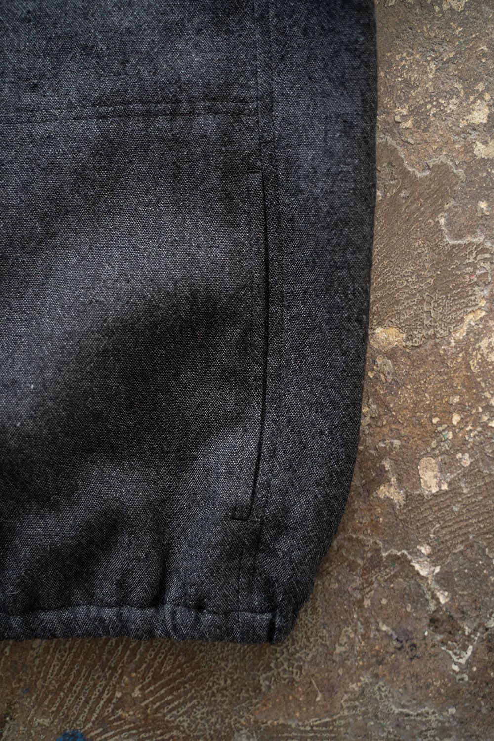 【ラスト1点】【24AW】リネン×ウールスタンドカラーブルゾン(CHARCOAL)