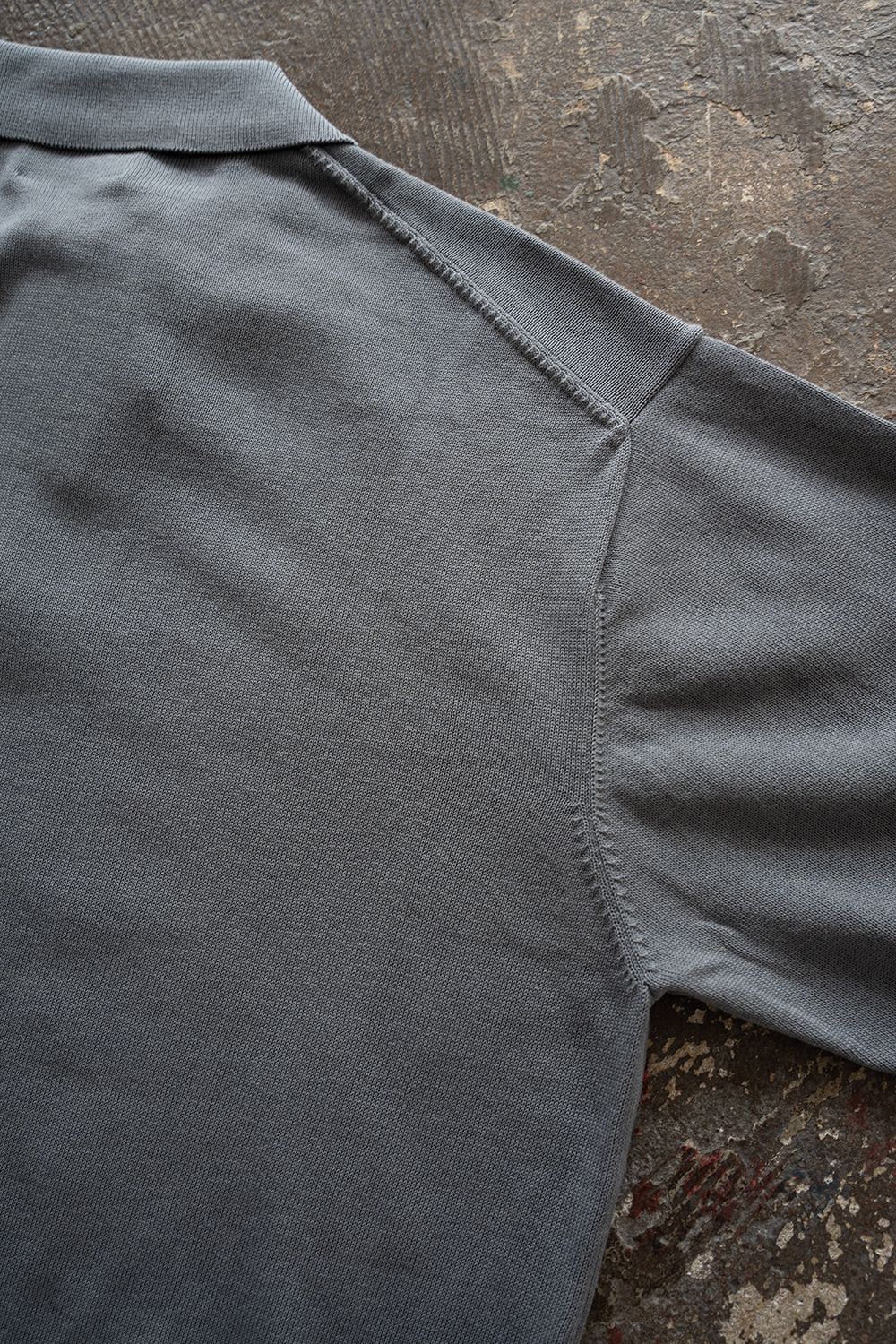 【26AW】コットン×シルク12Gニットポロ(SLATE GREY)