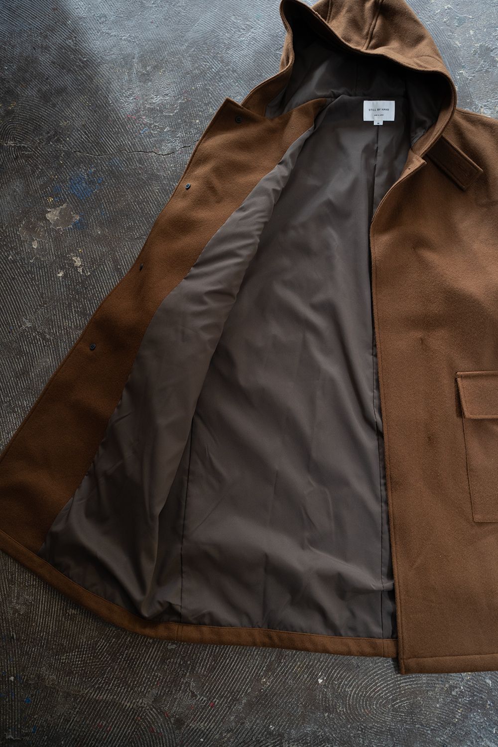 【ラスト1点】【24AW】ラムウールメルトンフードコート(CAMEL)
