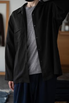 【ラスト1点】【26SS】セルロース×ラミーオープンカラーシャツ(BLACK)