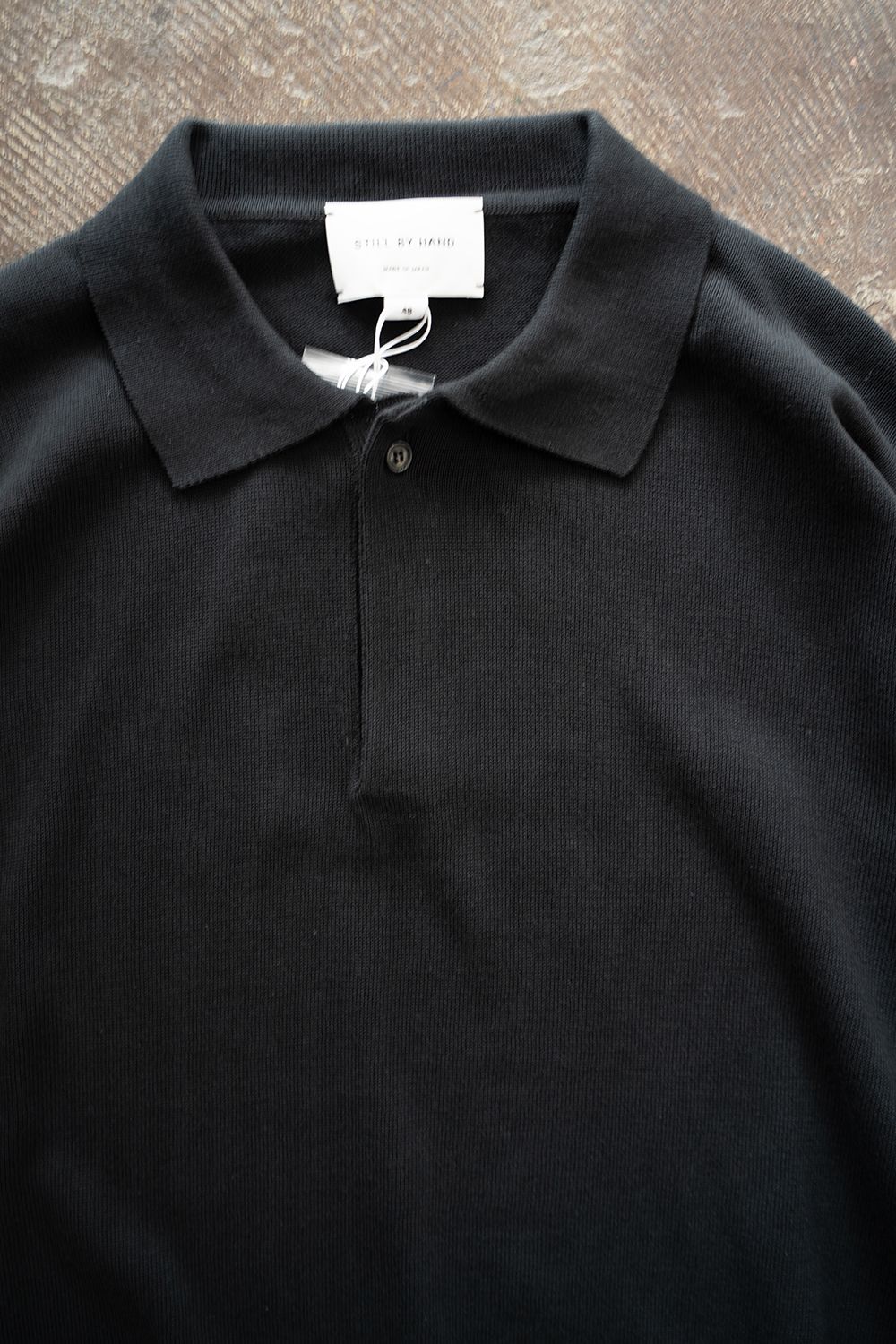 【26AW】コットン×シルク12Gニットポロ(INK BLACK)