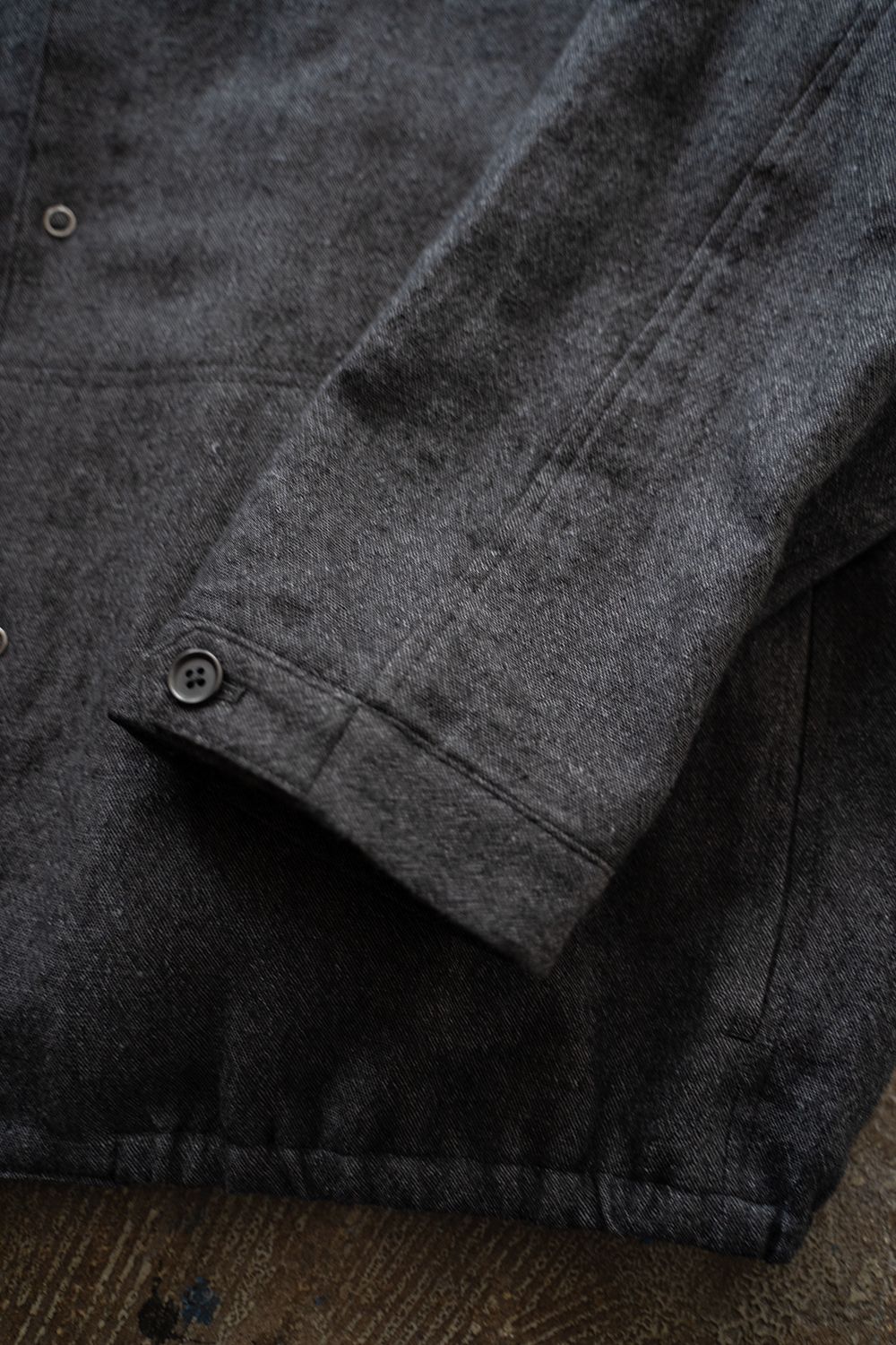 【ラスト1点】【24AW】リネン×ウールスタンドカラーブルゾン(CHARCOAL)