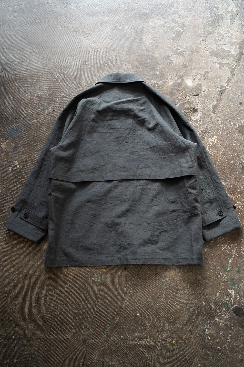 【ラスト1点】【25SS】コットン×リネンステンカラーハーフコート(BLUE CHARCOAL)