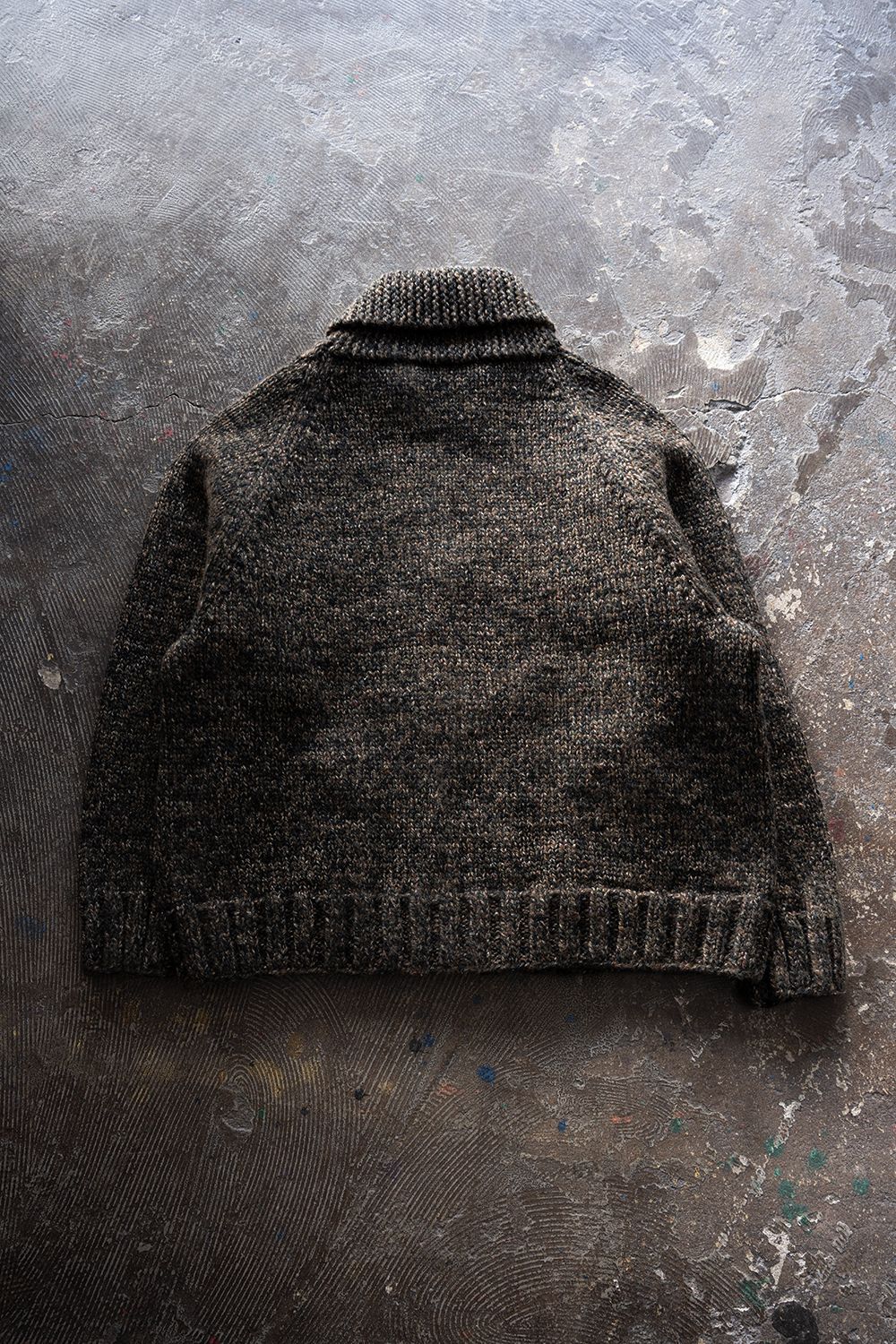 【Sサイズ】yak/lambs multi ply HAND KNITTING cowichan sweater(CAMO)