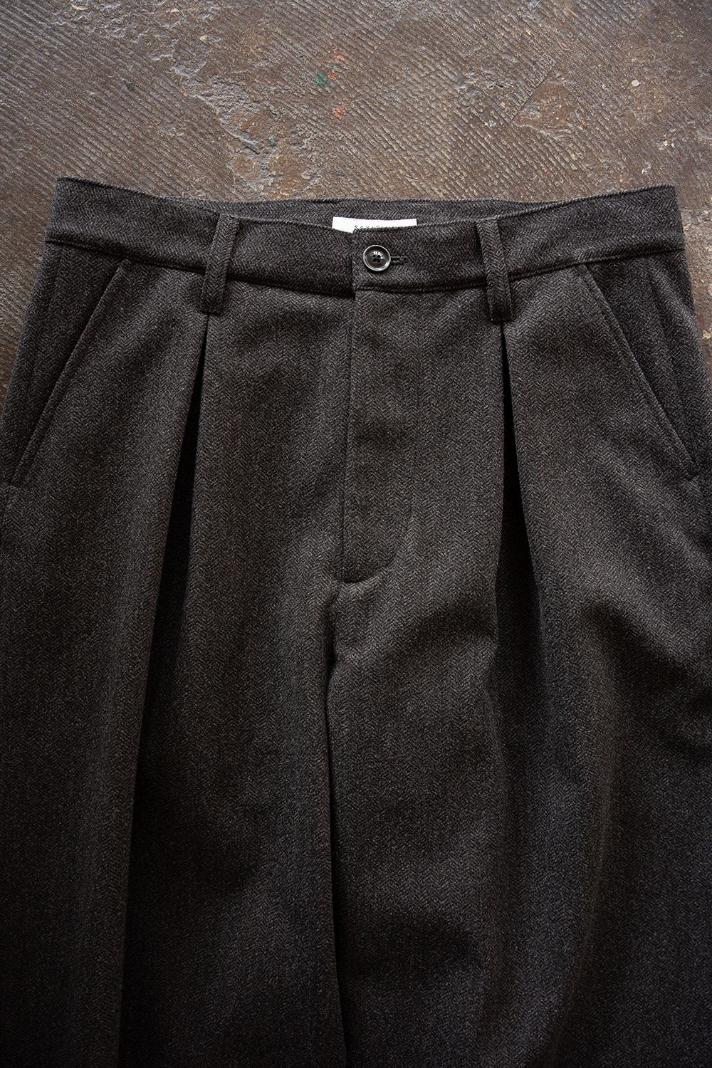 【26AW】2-Tack Herringbone Wide Slacks/2タックワイドスラックス(BROWN)