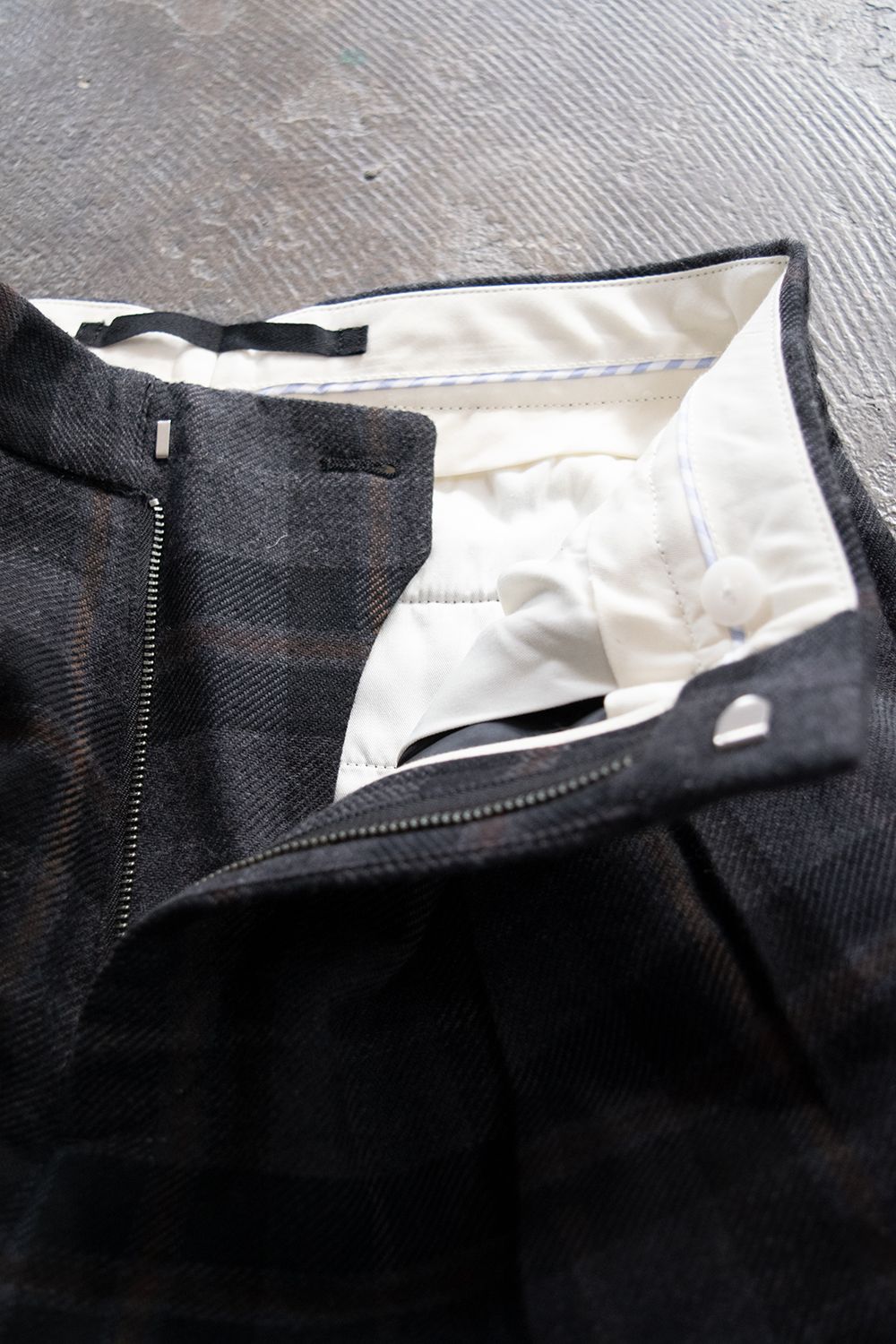 【ラスト1点】【20AW】C/W Plaid Double Tuck Pants(BROWN)