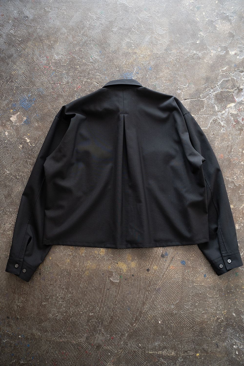 【ラスト1点】【24SS】Tropical Cloth Crop Shirt/トロピカルクロスクロップシャツ(BLACK)