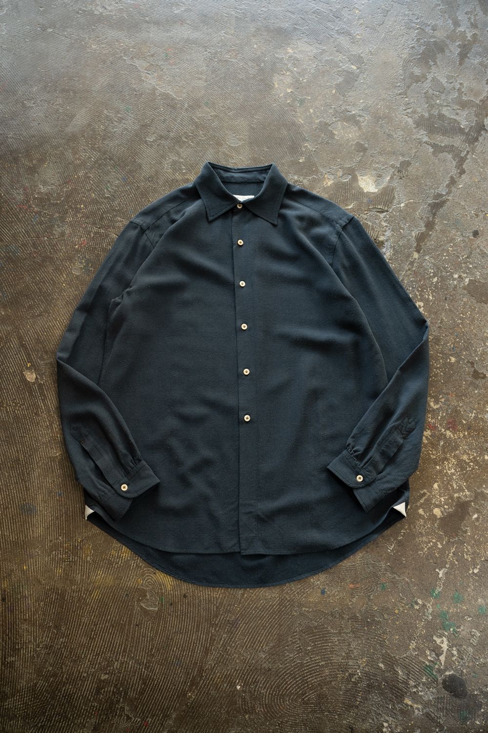 【ラスト1点】【25AW】Silk Nep Kersey Windsor Wide Collar Shirt(IRON BLUE)