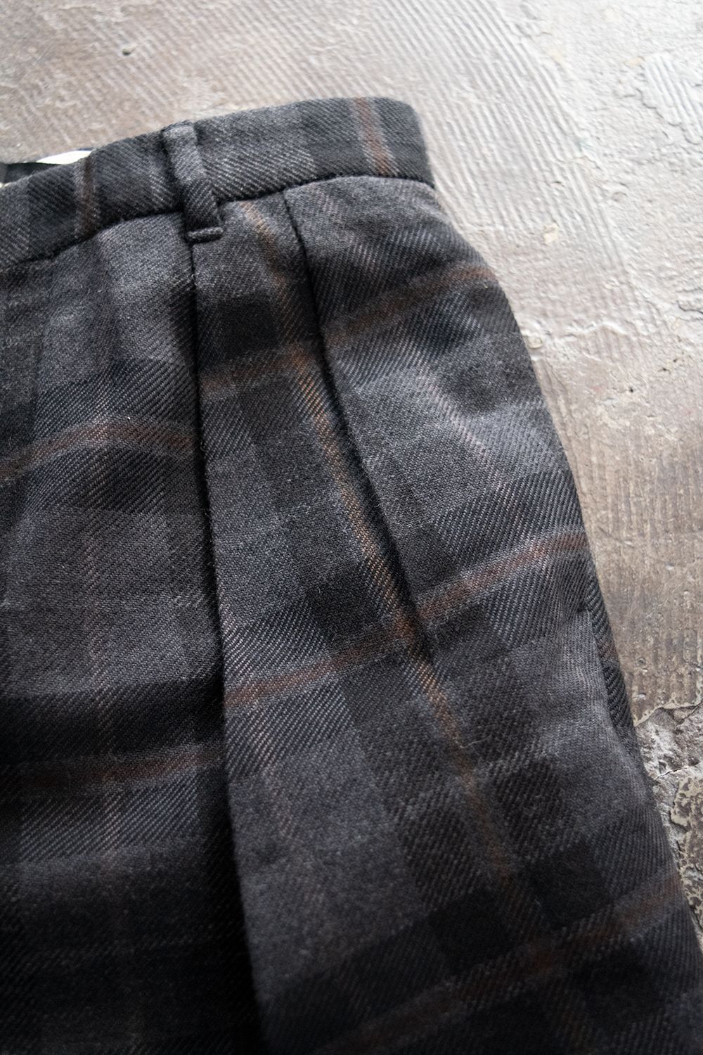 【ラスト1点】【20AW】C/W Plaid Double Tuck Pants(BROWN)