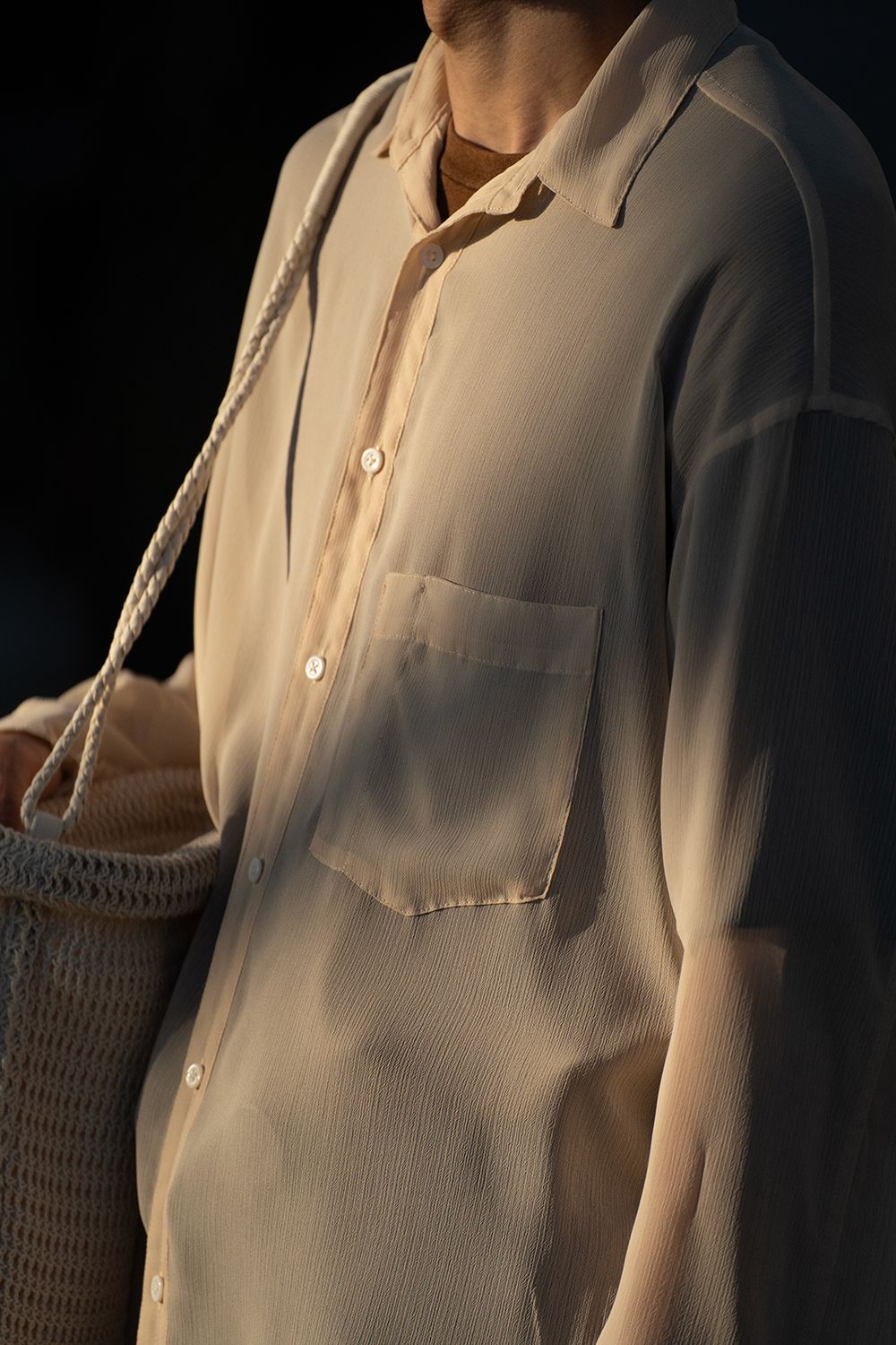 【ラスト1点】【24SS】Oversized Sheer Shirt/オーバーサイズドシアーシャツ(ECRU)