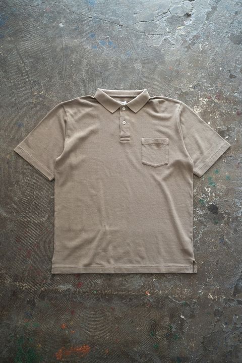 【ラスト1点】【22SS】スビンコットン40//-吊りカノコポロシャツ(DARK BEIGE)