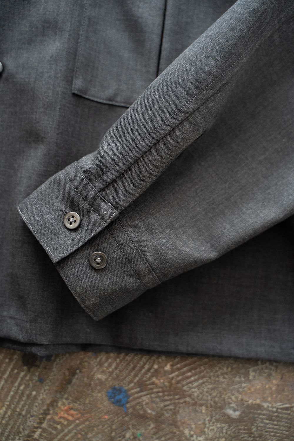 【ラスト1点】【24SS】Tropical Cloth Crop Shirt/トロピカルクロスクロップシャツ(CHARCOAL)