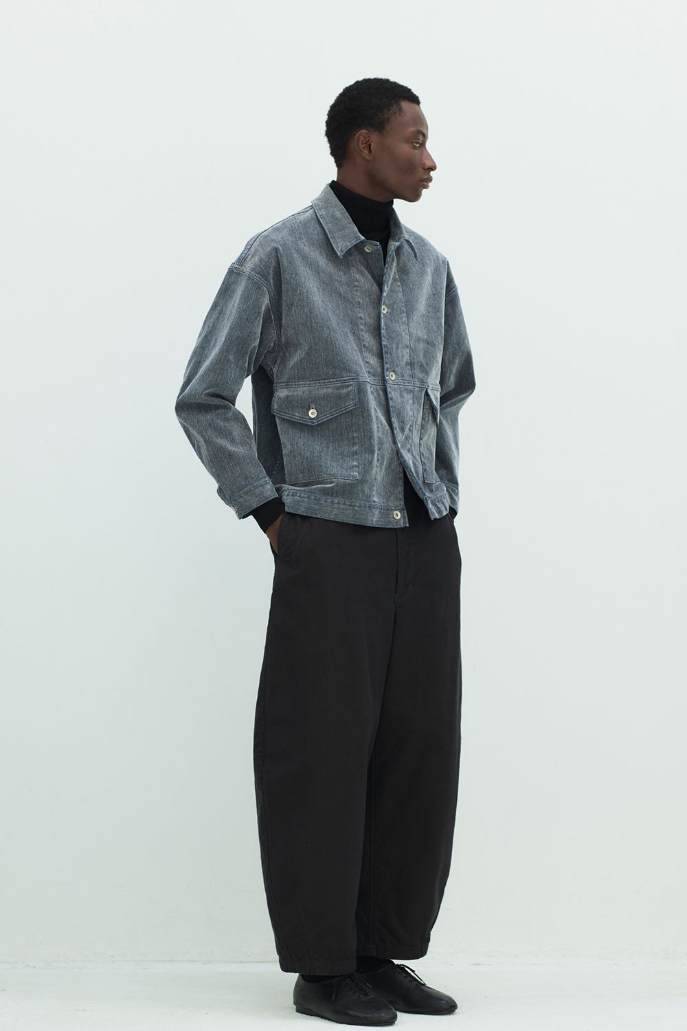 【26AW】Washed Flocked Denim Jacket(FADED GRAY)