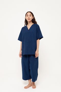 【ラスト1点】【24SS】"zen "pajama cotton×wool dobby/パジャマ(セットアップ)【ユニセックス】(NAVY)