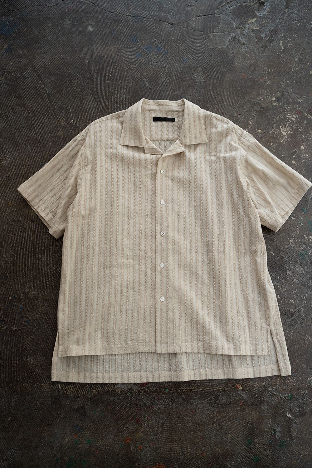 juha - 【ラスト1点】【21SS】Leno Cloth Stripe S/S Shirt/レノクロス 