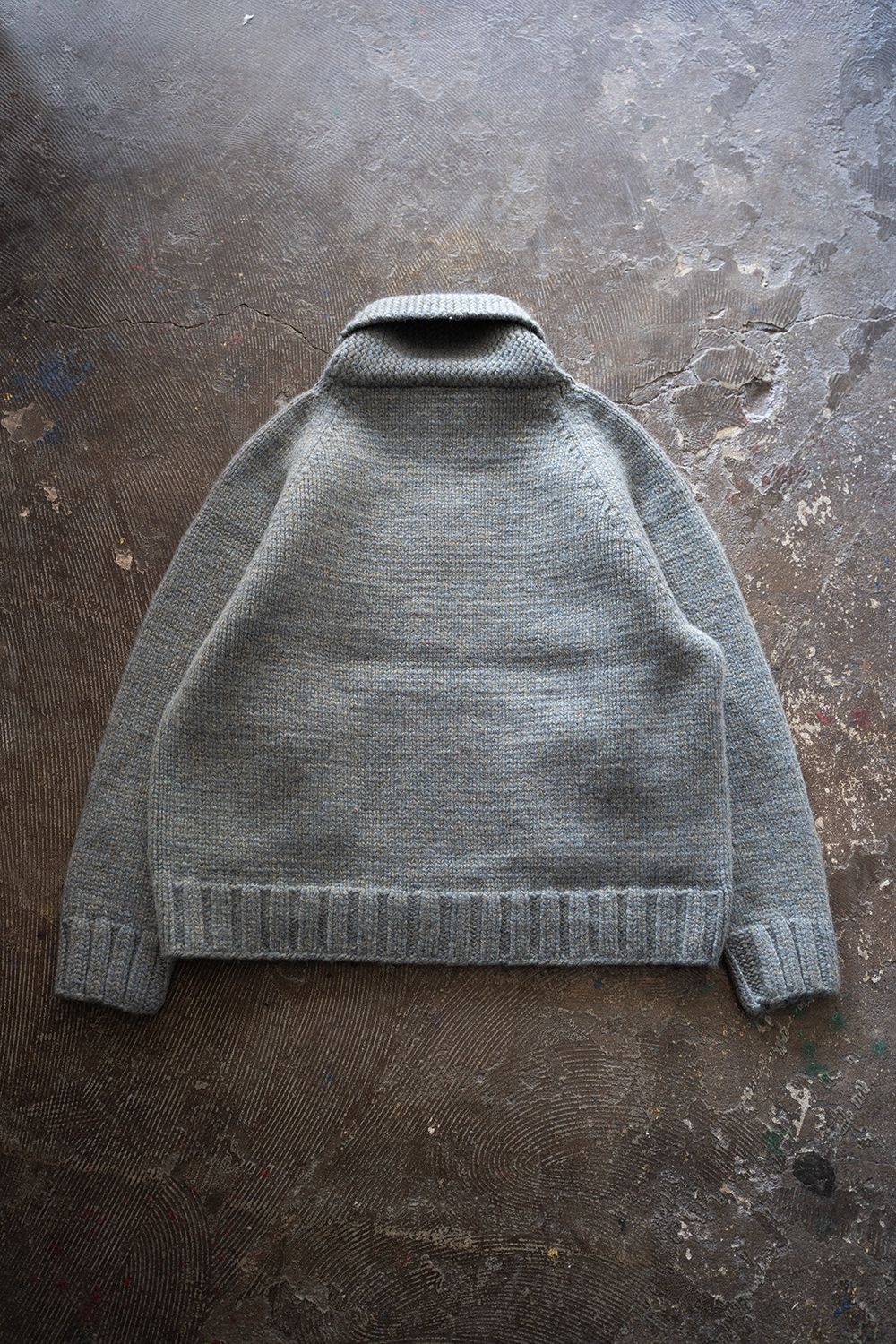 yak/lambs multi ply HAND KNITTING cowichan sweater(FADE BLUE)
