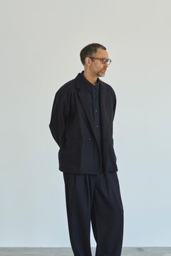 【ラスト1点】【24AW】ウールジャージーダブルジャケット(BLACK NAVY)