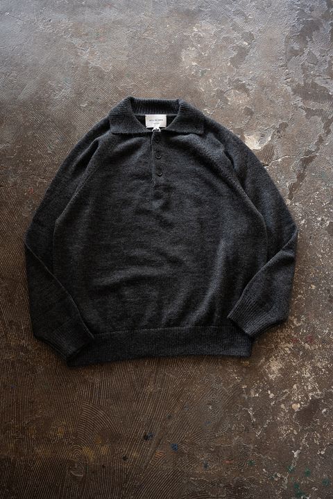 【26AW】モヘア混10Gニットポロ(CHARCOAL)