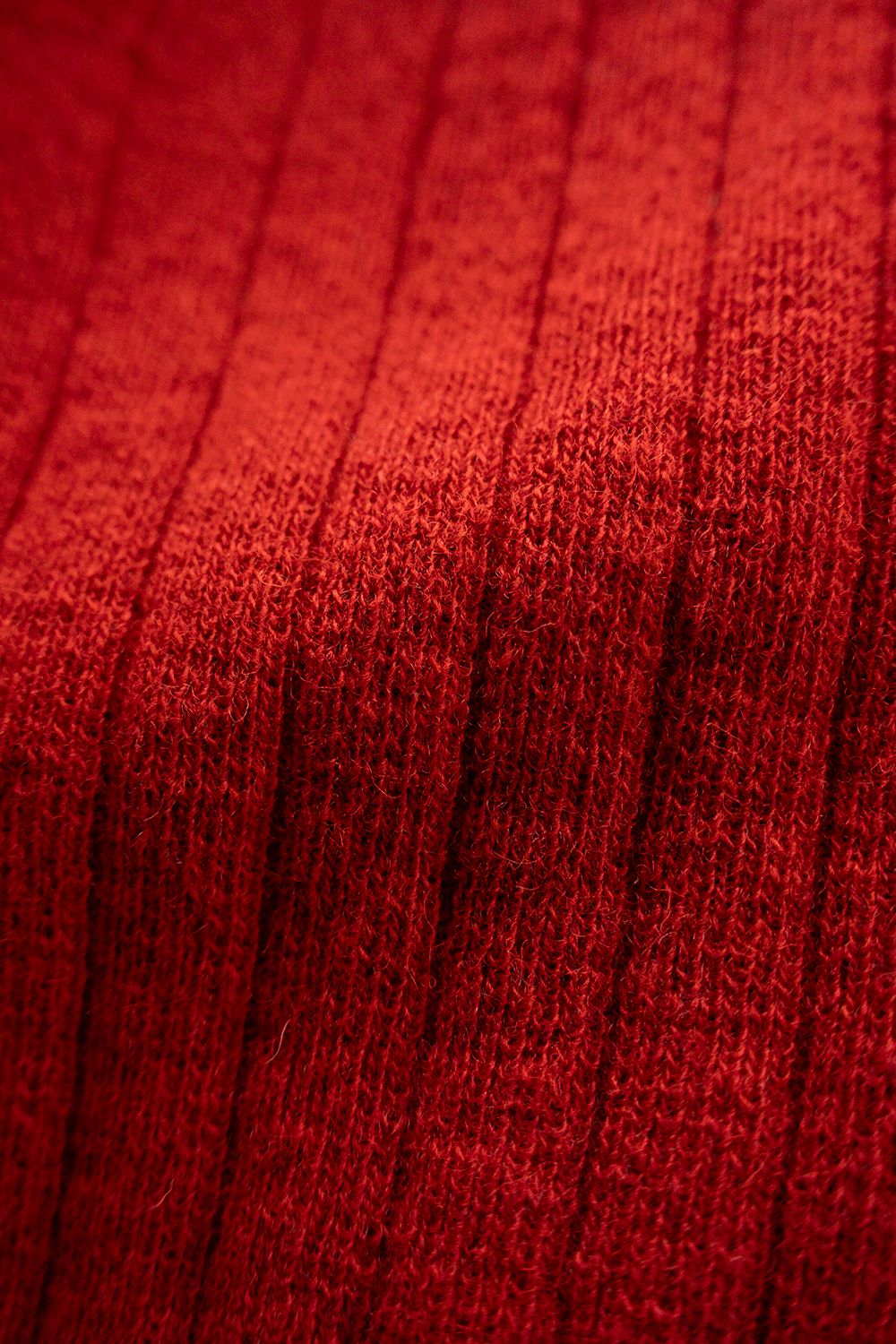 Hard twisted Shetlandwool RIB saddle shoulder crew neck sweater(RED)