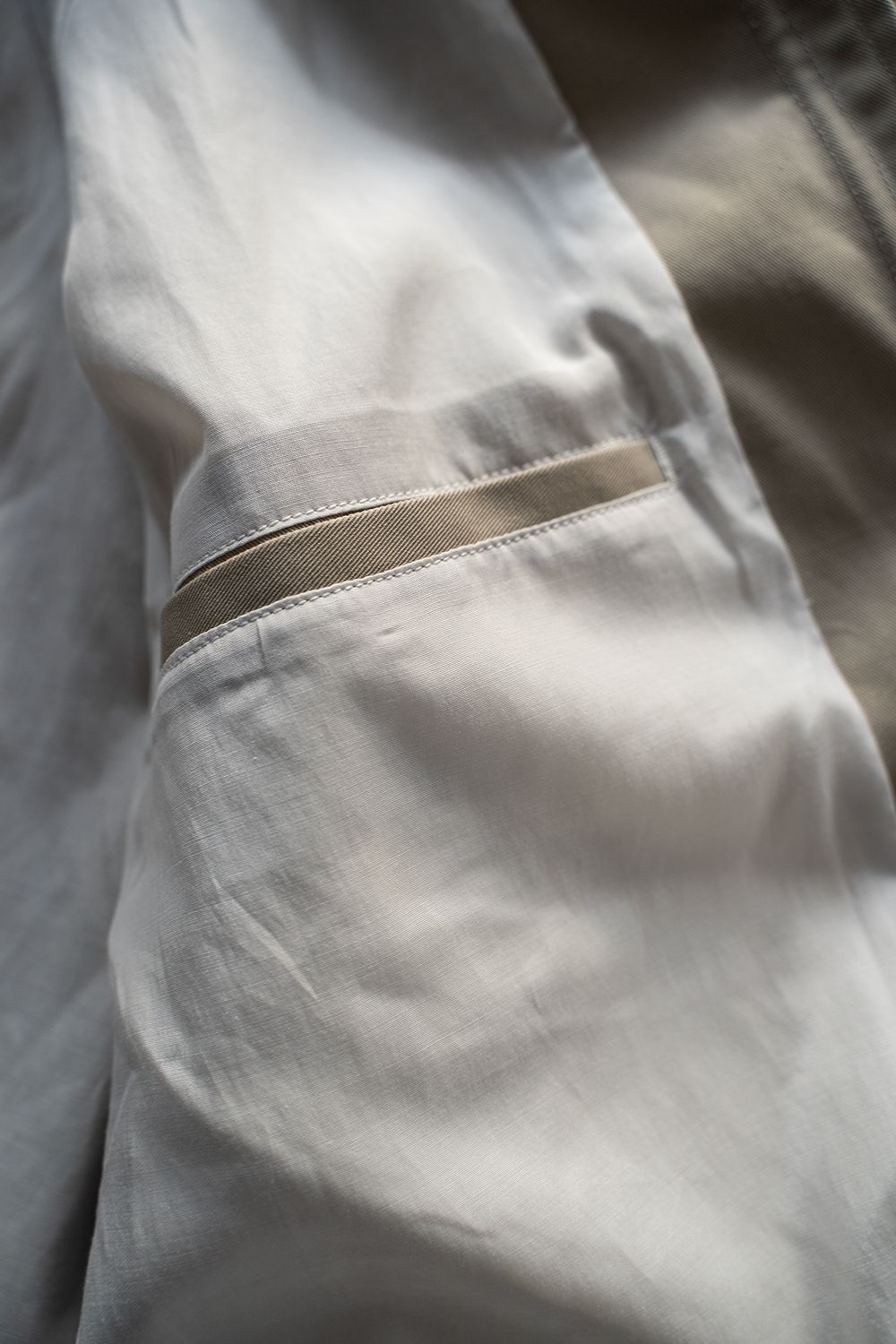 【ラスト1点】【23SS】強撚コットン×ポリエステルスタンドカラーハーフコート(BEIGE)