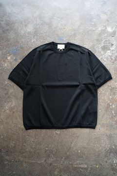 【ラスト1点】【25SS】綿×ポリエステル×リネン12GサドルスリーブニットTee(BLACK)